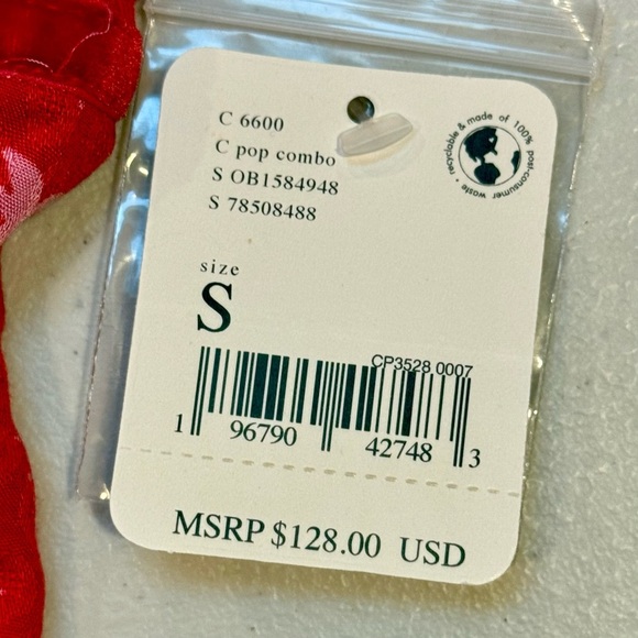 NWT FREE PEOPLE Bell Sleeve Floral Mini Peasant Dress Pop Red Combo - Picture 9 of 14